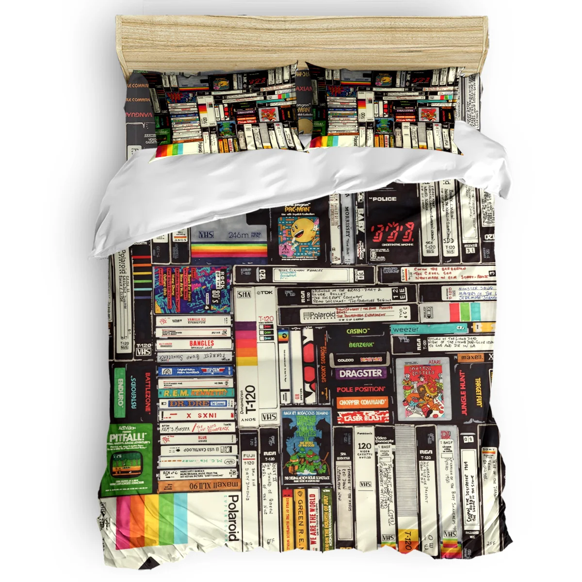 

Vintage Classic Music Cassettes VHS Games Duvet Cover Set Retro Rock Printed Custom 3/4pcs Bedding Set Pillowcases Cover Set
