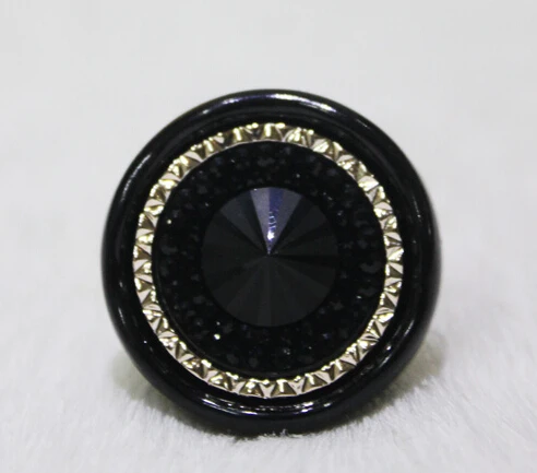 

10Pcs/lot Hot Selling 30mm Big Black Button Woman Coat Trech Crystal Buttons Buckle from Factory