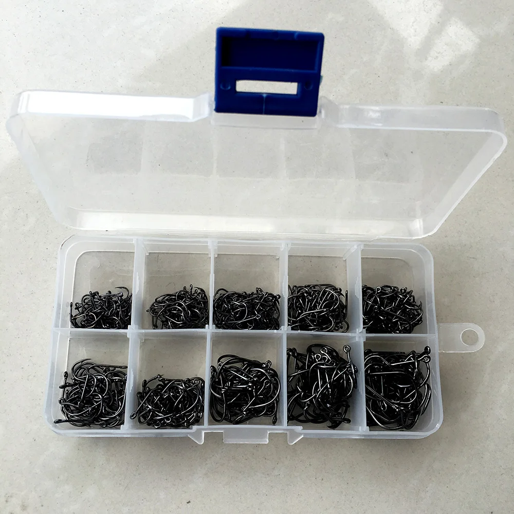 500pcs/lot Fishing Hooks 3 4 5 6 7 8 9 10 11 12 Fresh/Salt Water Fishhooks
