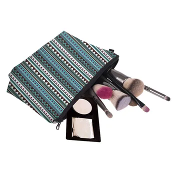 

Fashion Female Ladies Vintage Zipped Striped Makeup Organizer Storage Bags Men Women Ethnic Style Travel Cosmetic Bag AB@W3