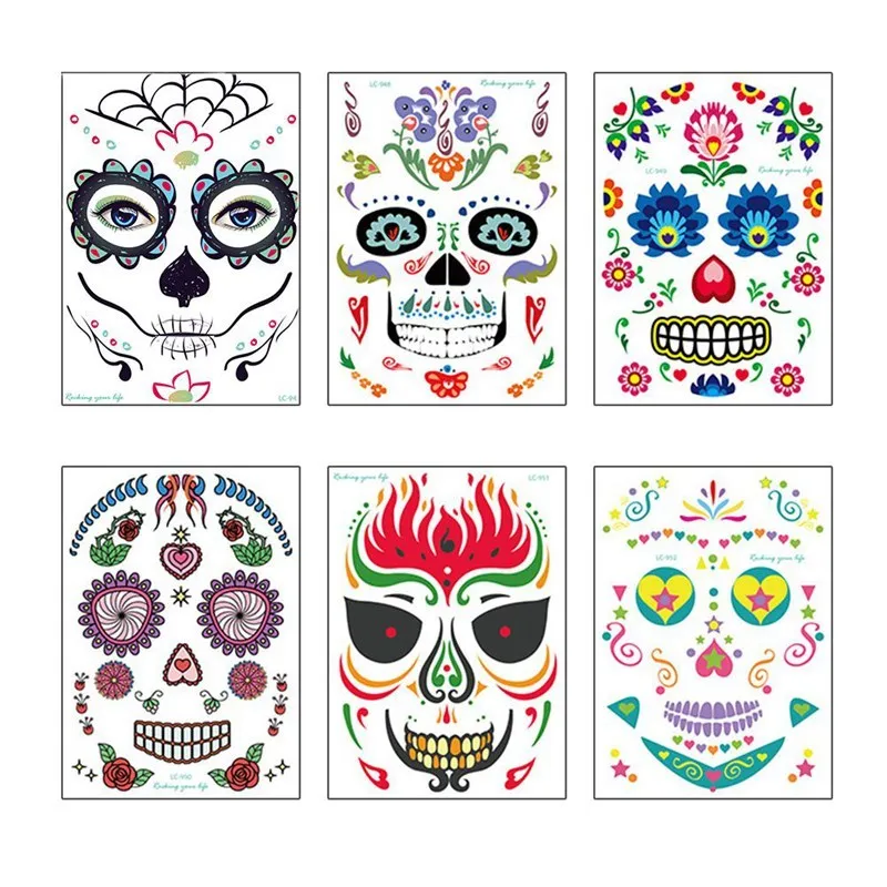

1pc 15 Style Face Paint Halloween Cool Beauty Tattoo Waterproof Hot Temporary Tattoo Stickers Body Art Paint