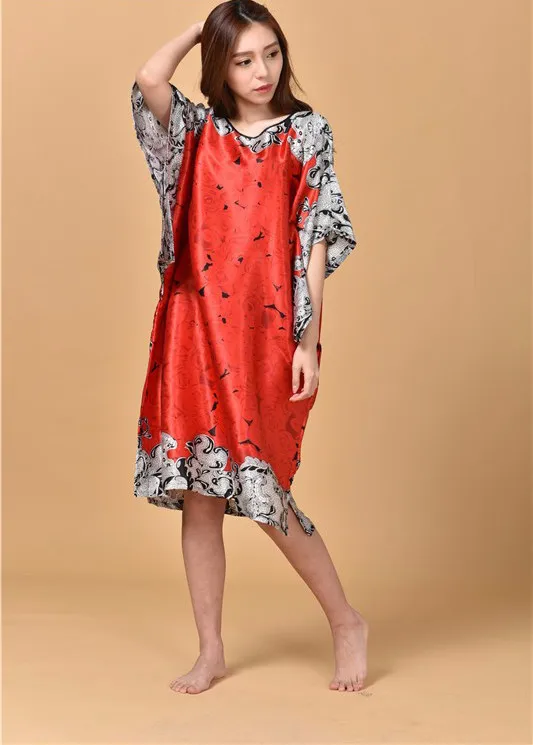 Новый стиль китайский женский халат из вискозы платье женское сексуальное свободное мягкое белье Ночная рубашка с принтом банное платье
