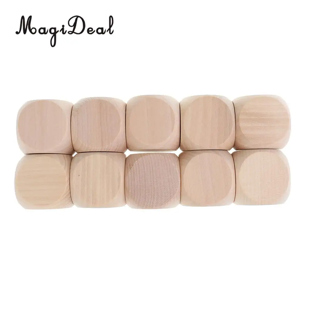 Set of 10Pcs 4cm/1.57'' Wooden Blank Dices D6 Dice for D&D for RPG for MTG Party Board Games Children Kids DIY Toys