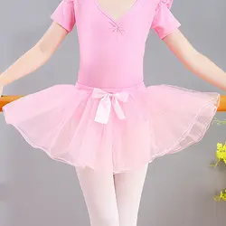 Бесплатная Доставка детская юбка для танцев для девочек балетное платье четыре слоя чистая марля галстук-бабочка Танцы юбка-пачка