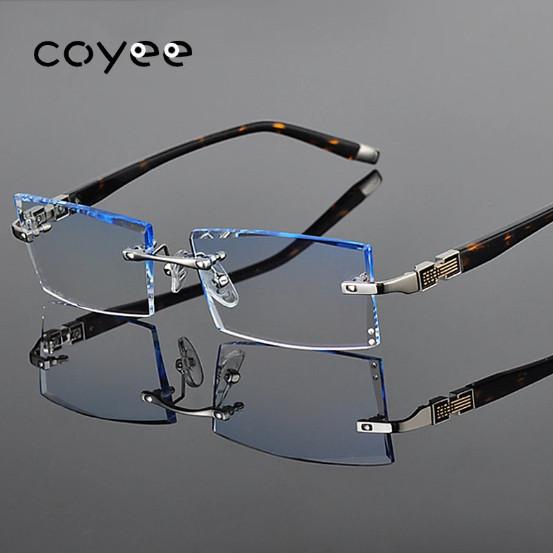 Frameless Eyeglass Frames Men Myopia Spectacles Clear lens Gradient