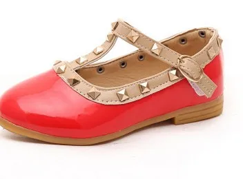 QGXSSHI/детская обувь; сезон весна-осень; коллекция года; модные популярные модели; обувь принцессы в Корейском стиле для девочек; детская обувь с заклепками - Цвет: Красный