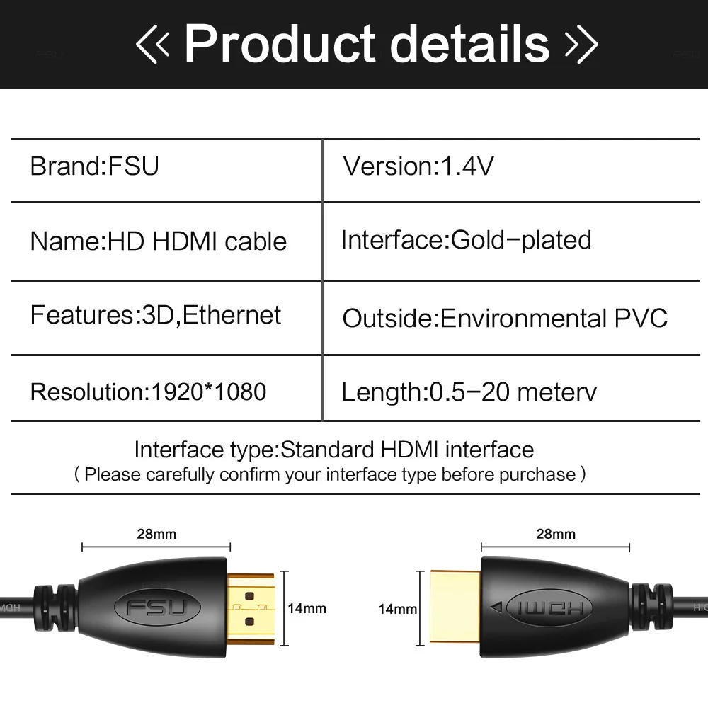 1,4 в HDMI кабель позолоченный штекер папа-папа 1080p 3D видео кабели высокого разрешения для HD tv PS3/4 проектор HD lcd Apple tv PC