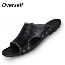 Летние мужские сандалии плюс большой Мягкая дышащая обувь пляжная обувь повседневное уличная качество кожаные шлепанцы для мужчин сланцы Zapatos