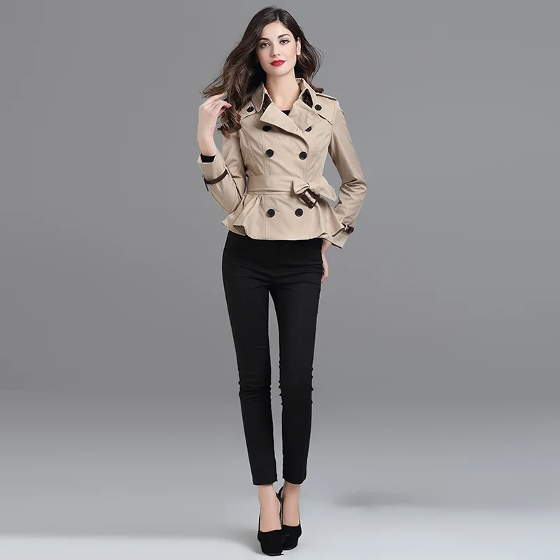 

2019 Rose Red New Spring Women coat duster trench Autumn winter women's trench coat women casual short coat waterproof Autumn