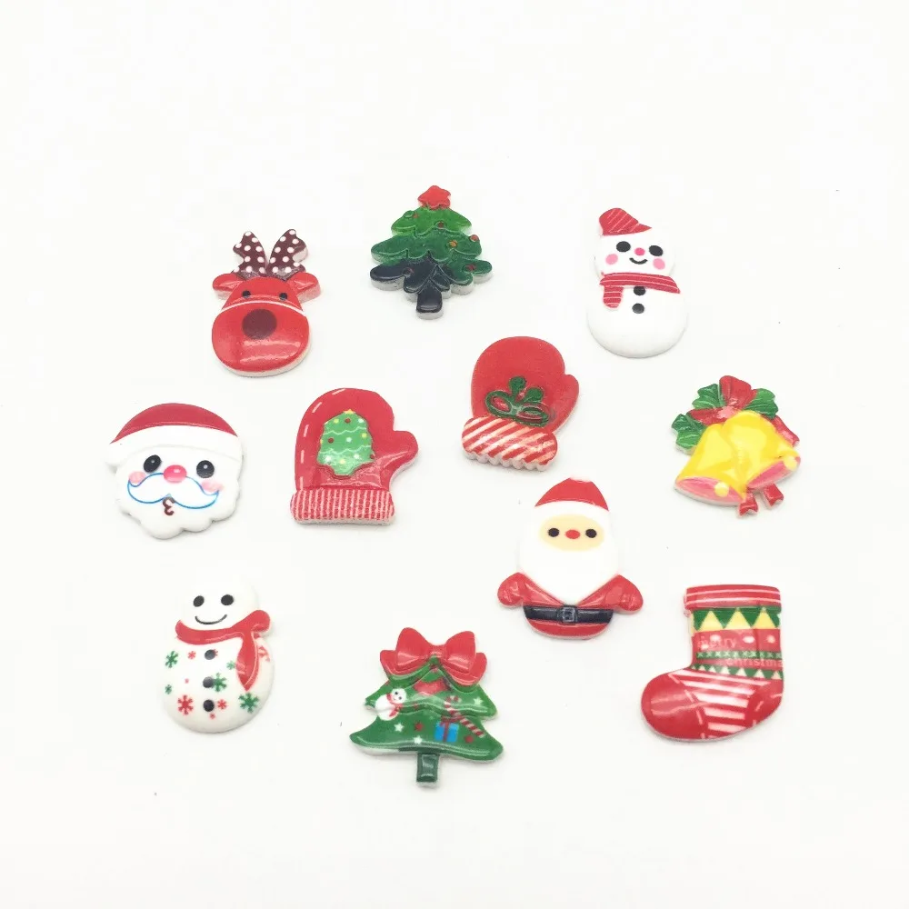 20 шт массивные 3D полимерные рождественские Кабошоны разных сортов рождественской елки, Санты, снеговика, оленя, чулок для изготовления открыток