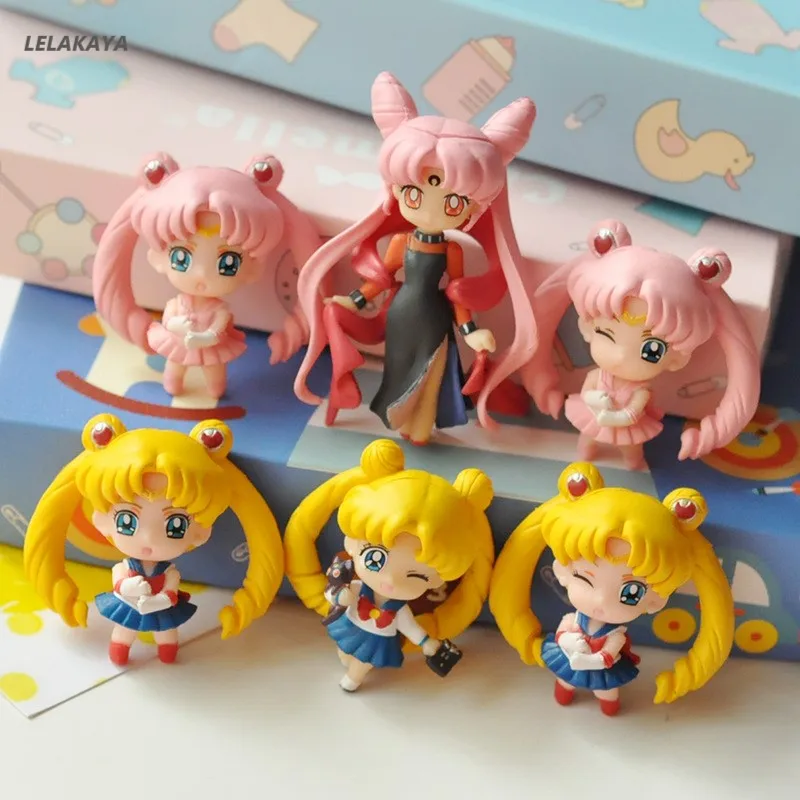 

1pcs Sailor Moon Mini DIY Keychain Pendants Model PVC Car Ornament Creative Handmade Gift Bag Xmas Anime Action Figure Toys New