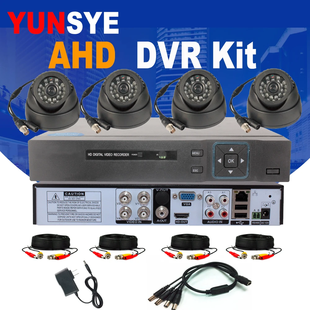 

4CH AHD DVR Kit CCTV Security Camera System Full 1080P/720P 4CH DVR P2P 4pcs Camera Infrared AHD IR Dome Camera Kit YUNSYE