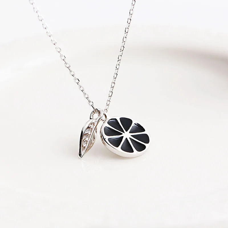 lemon leaf cz necklace women 100% 925 Sterling silver nacklace Jewellery Clavicle chain pendant charms gift