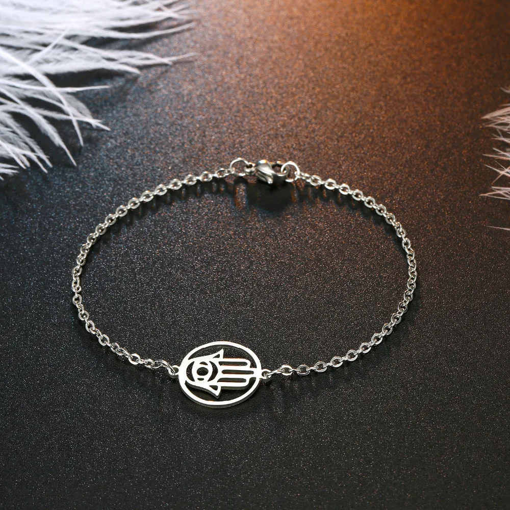 

BELLAHYDIARY Boho Jewellery Evil Eye Punk Stainless Steel Bracelets Hand Cuff Adjustable Bracelet For Women Bangles Bileklik
