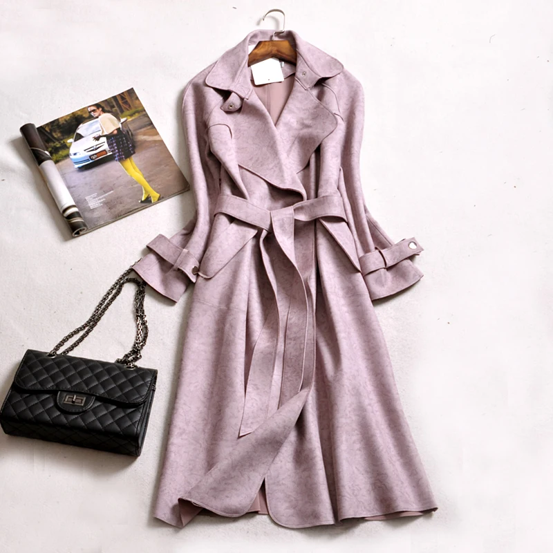 

Europe station 2017 New autumn and winter Full sleeve Long Solid Turn-down Collar Belt Slim Regular fashion women Wool & Blends