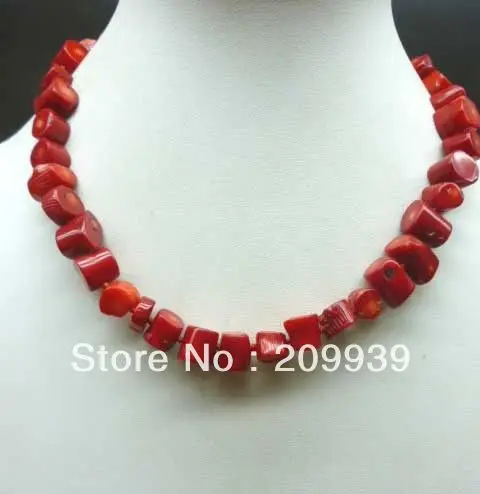 

huij 002706 Charming Big Bamboo - shaped Natural Sea Red Coral Necklace 45cm