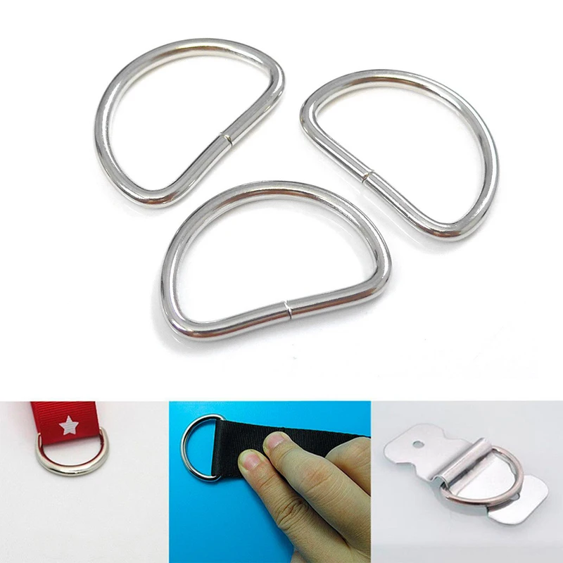 

10pcs D Ring Belt Buckle Plated Semi Ring Ribbon Clasp Knapsack Belt Buckle DIY Buckle Clasp For Bag Strap Belt Pet Collar