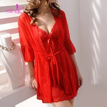 baihuatianshi 2017 3 color Satin Robes for Women lace Mini Skirt Bobydoll Lingerie Summer Dresses