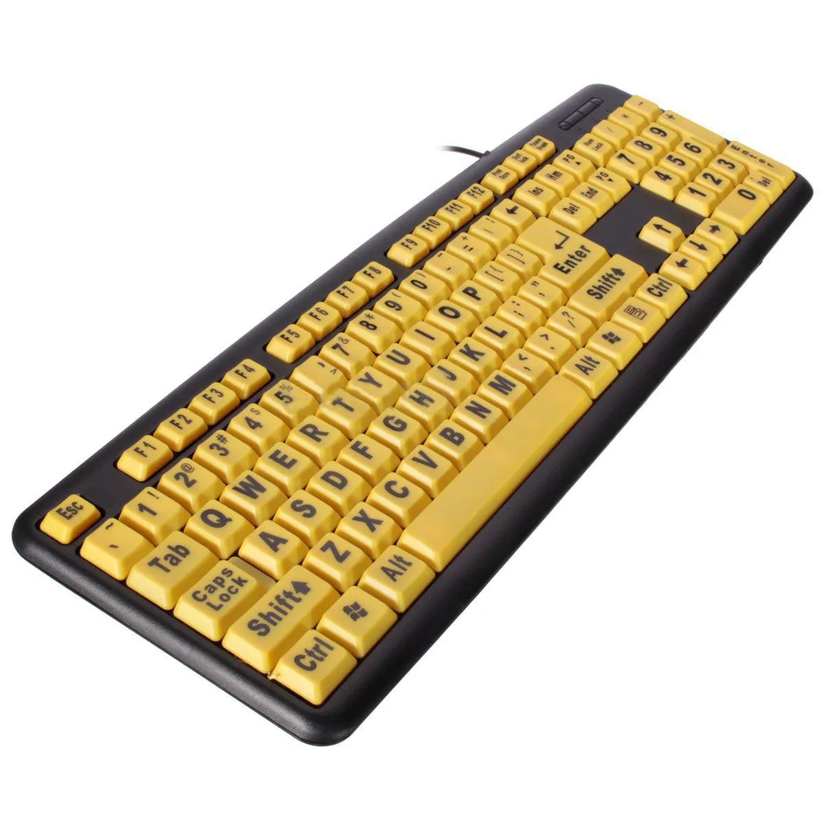 SODIAL USB Big letters Yellow button Elderly keyboard R