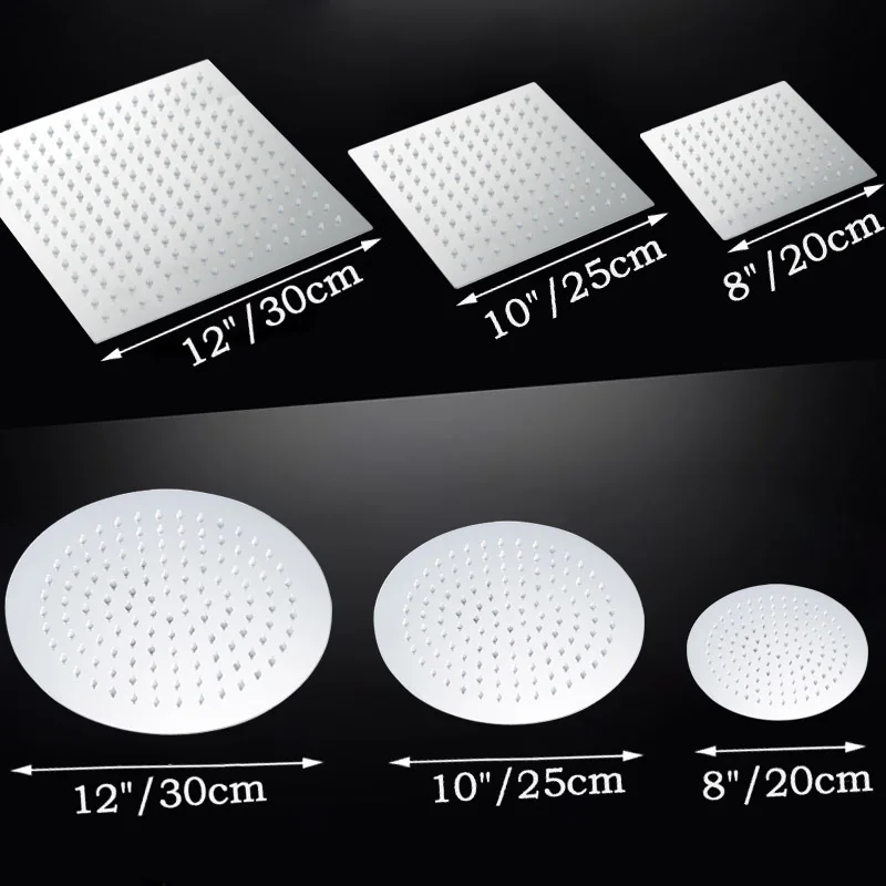 Billige BAKALA Runde   square 8 10 12 zoll Edelstahl Duschkopf Badezimmer Dusche Wasserhahn Kopf Regen Ultradünne Dusche kopf LC1010