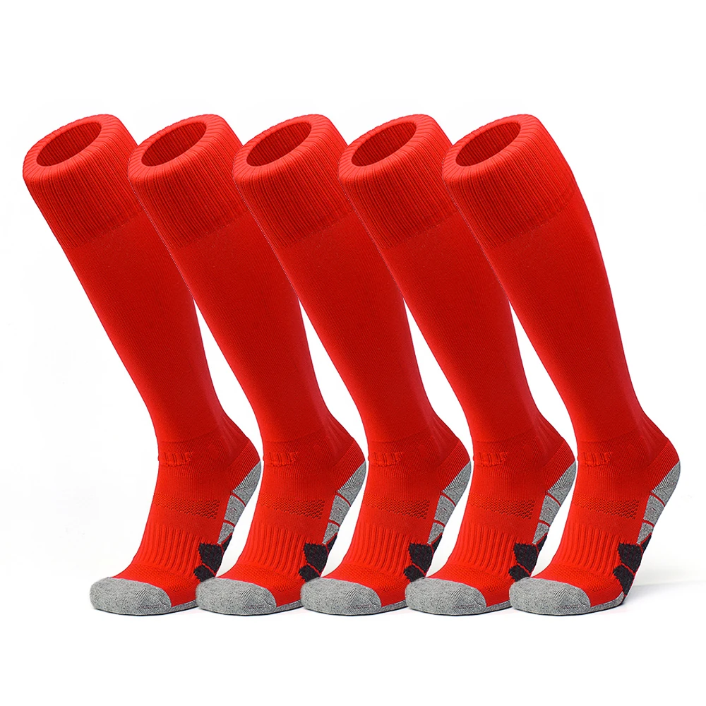 

APTESOL 5 Pairs Unisex Kids Adult Knee High Long Athletic Soccer & Football Towel Bottom Compression Socks