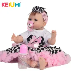 KEIUMI 22 дюймов реалистичные куклы Reborn куклы силиконовые винил тела прекрасный Новорожденные Menina игрушки для детей на день рождения