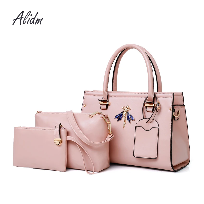 

2018 Women Bags 3 Pcs Leather Handbag Purses And Handbag Tote Bags Ladies Hand Bags Crossbody Bag For Women Messenger Sac a Main