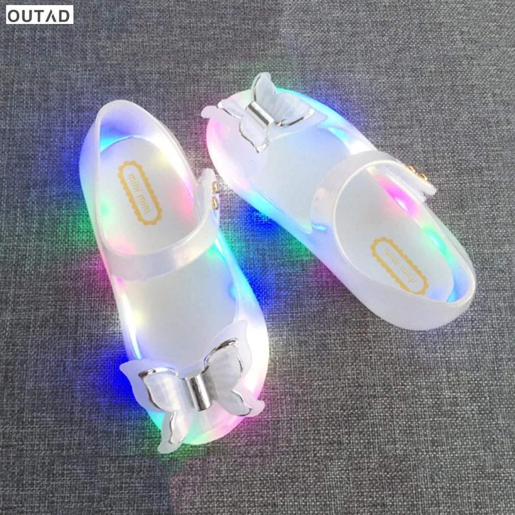 

Light Up Girls Shoes Sandals Colorful Flashing Led Light PVC Soles Bow Princess Sandals Four Colors Lovely Children's Girl Shoes