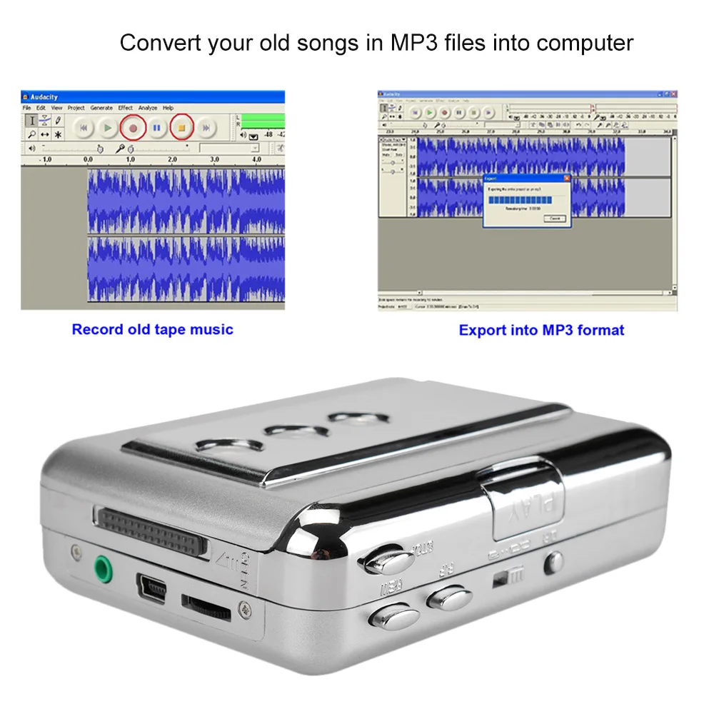 Ezcap 218B USB кассета захвата Магнитный преобразователь стерео HiFi звук бас AUX Выход