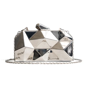 Women Handbags Metal High Quality Hexagon Clutches Fashion Geometric Mini Party Black Evening Purse Silver Bags Gold Box Clutch xiyuan brand fashion women silver messenger bags vintage metal gold day clutches small purse evening bags for wedding party bag