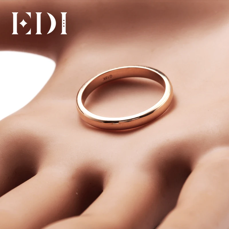 EDI простой 3 мм гладкое Золотое кольцо блестящее Настоящее розовое золото 18 К Гладкий мужской и женский тонкий браслет в Подарок на годовщину свадьбы универсальный браслет подарок