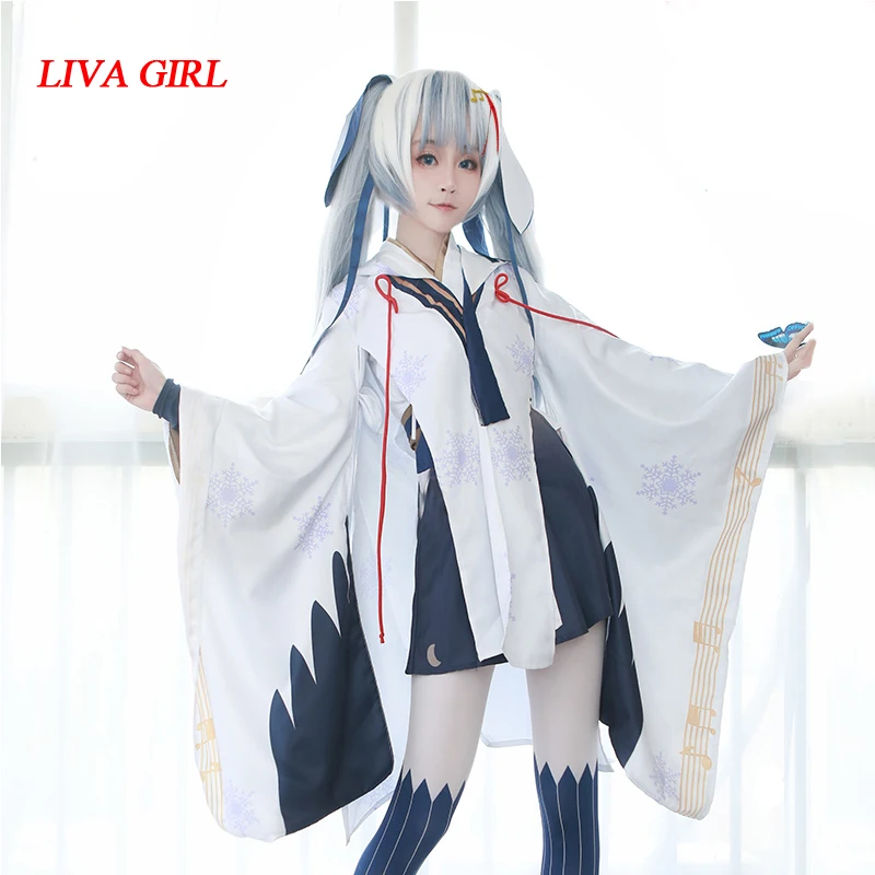

2018 snow Hatsune COS clothing vocaloid miku snow witch kimono cosplay costume female