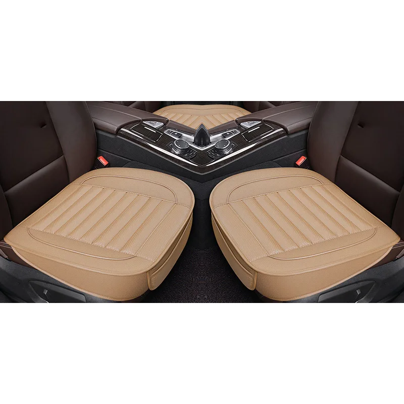 Automobiles Seat Cover Auto Accessories PU Leather Interior Car Seat Cover Four Seasons Universal Protector Storage Seat Cushion - Название цвета: Beige front 2pcs