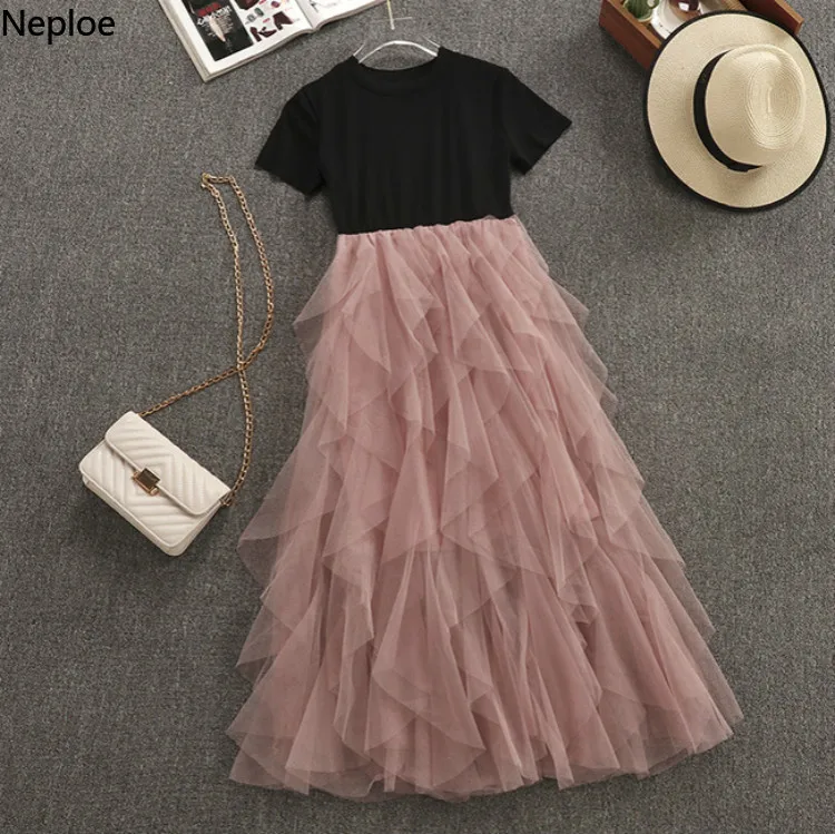 

Neploe Women Irregular Patchwork Elegant Long Maxi Dress Summer Short Sleeve Dresses Gown Formal Party Dresses Vestido 38894