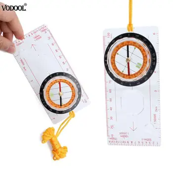 

VODOOL Outdoor Camping Hiking Protractor Ruler Map Compass Magnifier Cross-country Race Special Baseplate Scale Neck Strap NG4S