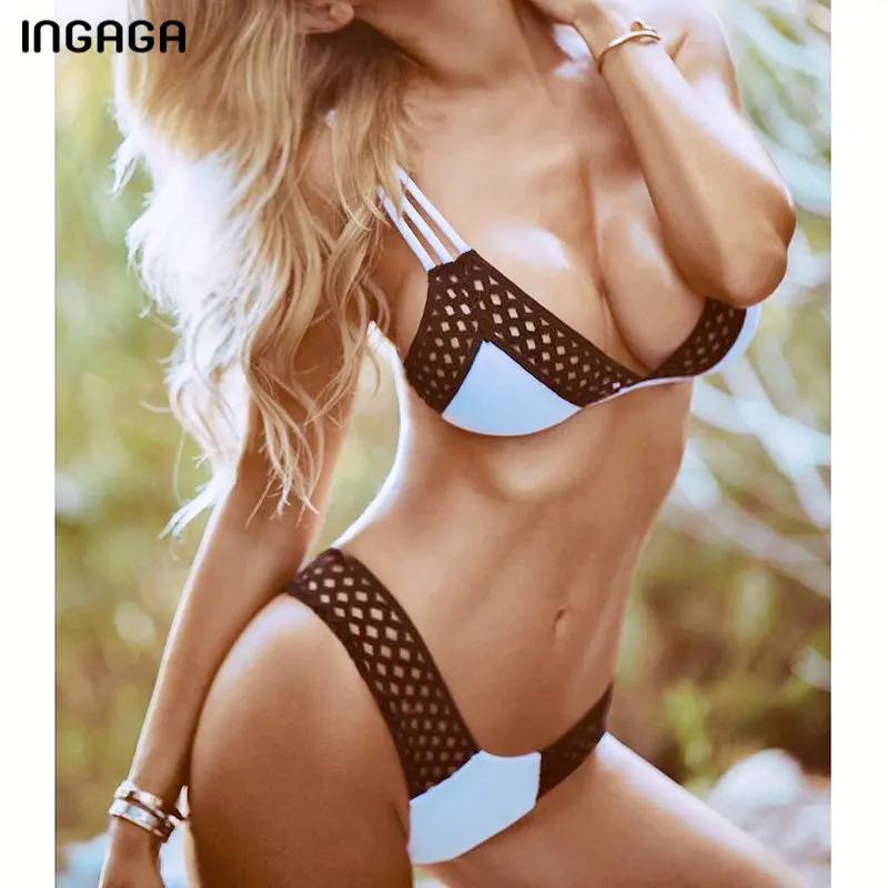 

INGAGA Sexy Solid Swimwear Women Bikini Push Up Two Piece Swimsuit New Strap Bathing Suit Women 2019 Swimming Suit for Women