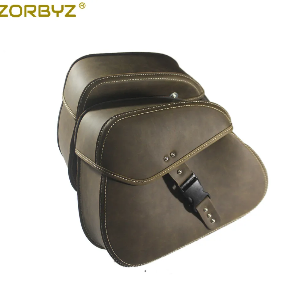 

ZORBYZ Universal Motorcycle Motorbike Retro Vintage Durable PU Leather Saddlebags Saddle Bags Pouch For Harley Honda Suzuki