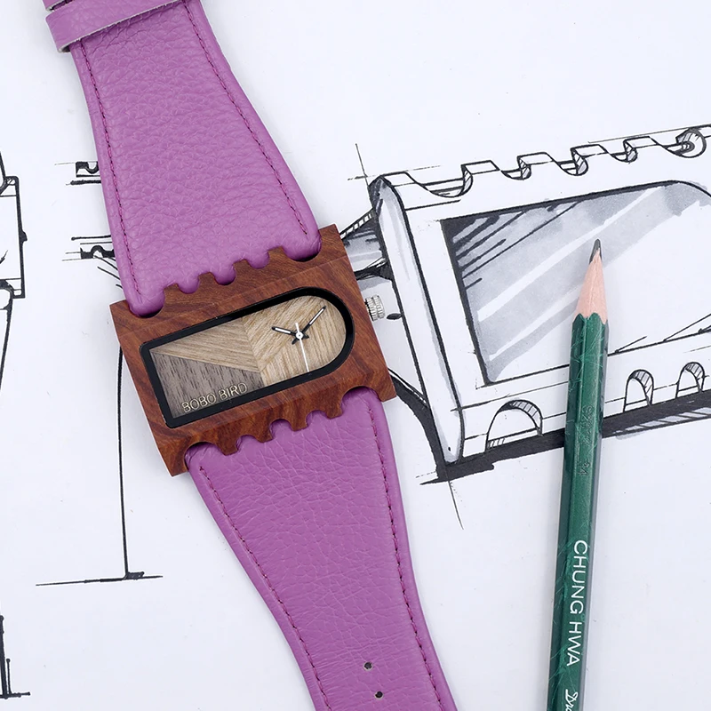 BOBO BIRD New Designer Wooden Watches Women with PU Leather Strap Quartz Watch (1)