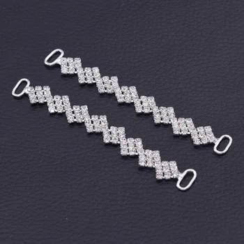 

5pcs/lot 3.1inch DIY Rhinestone Bikini Connectors sew on Crystal sexy bra silver plating accessory Buckles for clothings BK-39