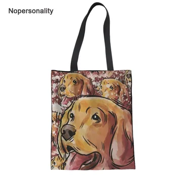 

Nopersonality Designer Golden Retriever Print Canvas Handbag for Ladies Cute College Girls Travel Shoulder Bag Casual Tote Bags