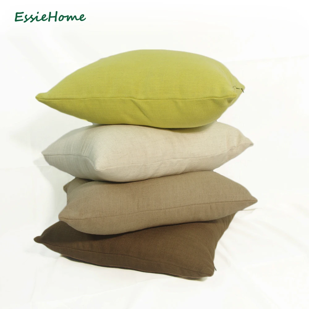 

ESSIE HOME 10 Colors Available Linen Polyester Soft Pillow Case Cushion Cover Solid Throw for Sofa Chair