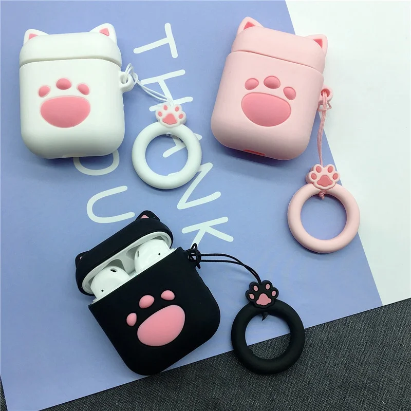 

For airpods Case Cute cat Cartoon Protective silicon Case For airpods Cover Wireless Earphone Case For air pods 2 with ring case