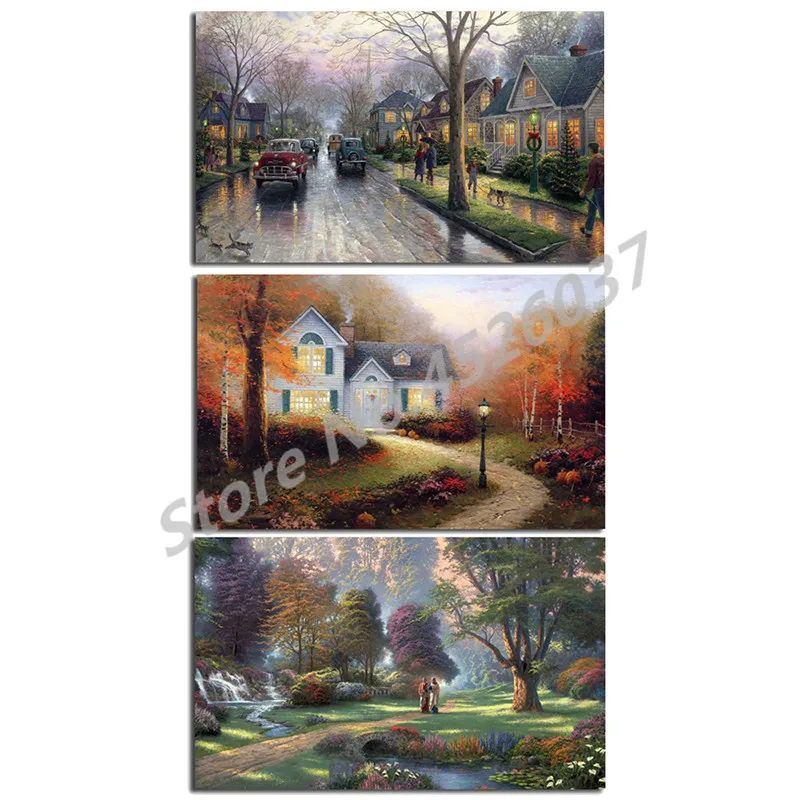 Рождественский постер в родном городе Thomas Kinkade Картина на холсте картина маслом