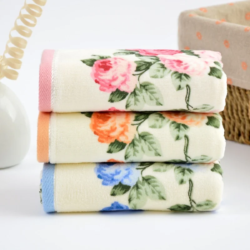 Красивое банное полотенце для лица с цветами пиона, хлопок, мягкое пляжное полотенце 34*76 см, домашний текстиль