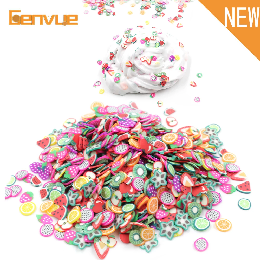 

2019Fruit Fimo Bead Charm Filler For Fluffy Slime Cloud Sand Accessories DIY Decoration Addition in SlimeToys Filler Glitter Set