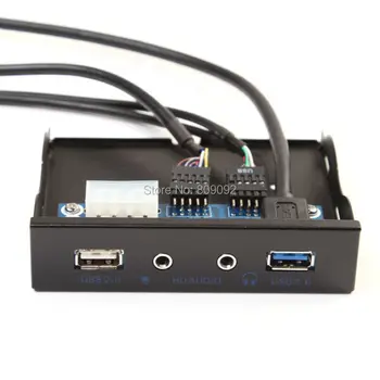 

High 20 Pin 2 Ports USB 2.0 +USB3.0 Hub with HD Audio 3.5mm Earphone Jack Mic Interface PC 3.5" Floppy Bay Front Panel Adapter
