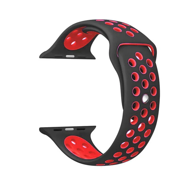 Силиконовый ремешок для Nike apple watch series 4/3/2/1, 42 мм, 38 мм, версия: светящийся браслет силиконовый браслет адаптер наручных часов iwatch, 40/44 мм наручных часов Apple watch, версии - Цвет ремешка: 16 Black red