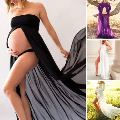 

Summer Pregnant Women Photography Props Dresses Off Shoulder Dress Shoulderless Maternity Clothings