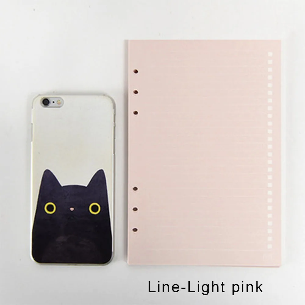 Handnote многоцветный n24 n72 n10 6 кольца с отверстиями папка катушки дневник внутри бумажные вставки страница A5 Тетрадь дневник - Цвет: Line Light Pink