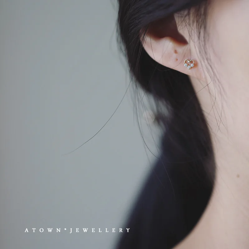 

ZTUNG LSC62 925 silver women fine jewelry,cut and romantic love heart ear stud,a nice present for the girl